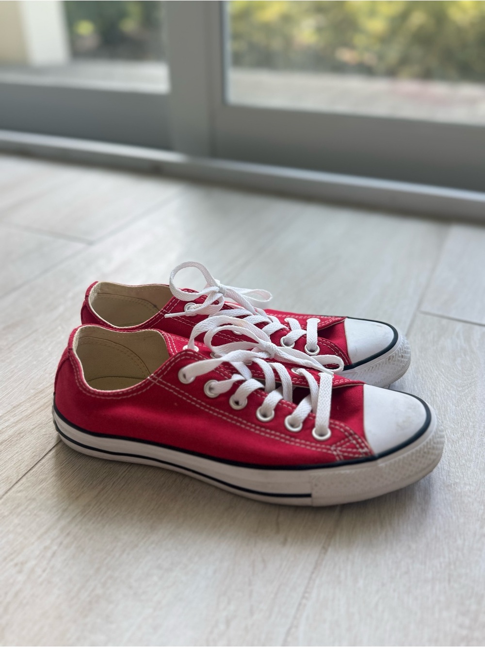 Converse Red Low-Top Canvas Kids Sneakers with White Laces